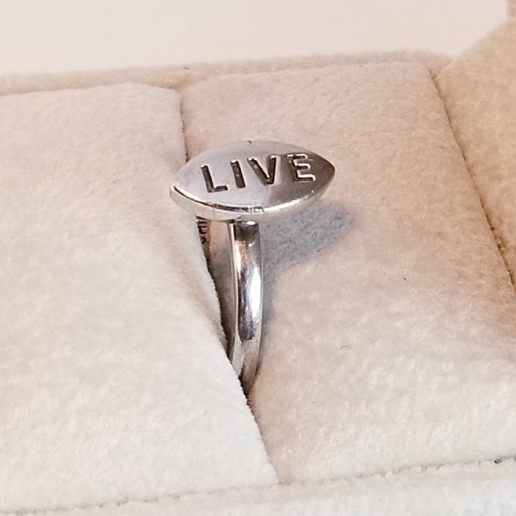 .925 Sterling Silver LIVE Ring Modern Word Size 7 - Picture 1 of 8